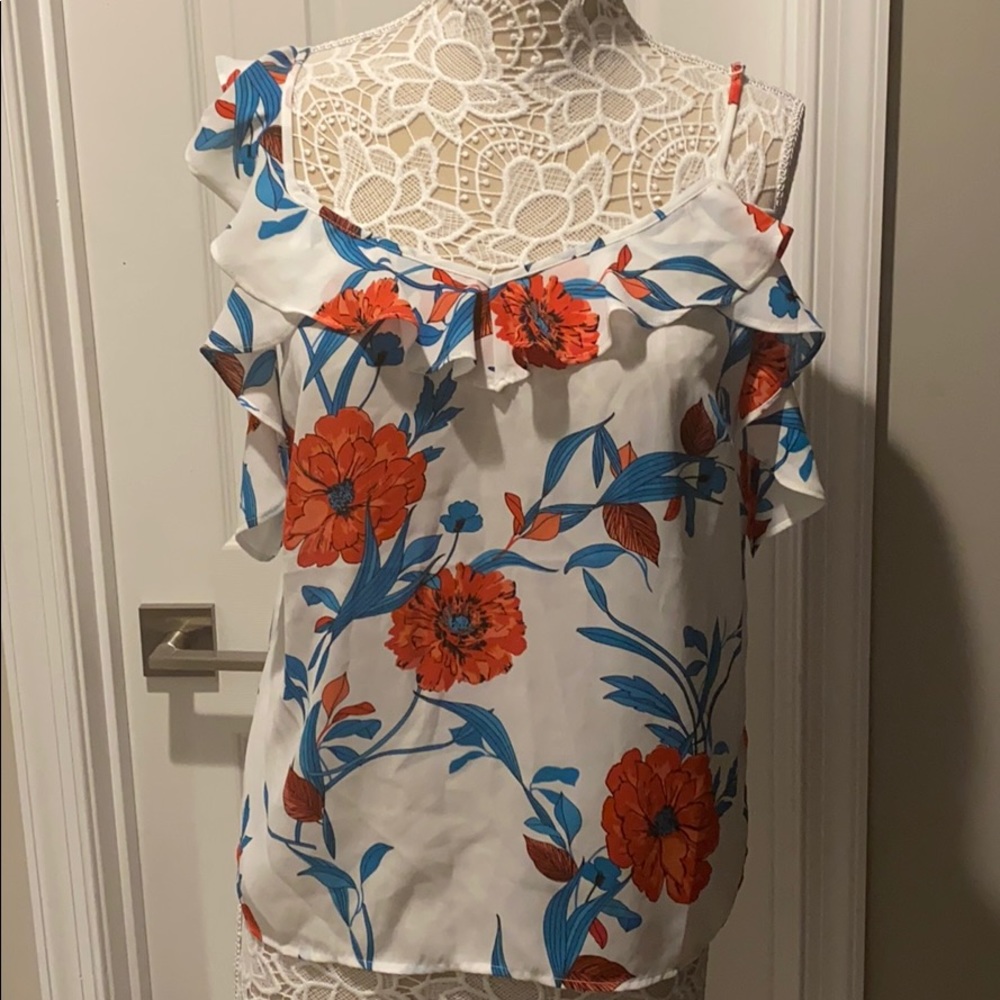 Bar III Floral Cold Shoulder Blouse
